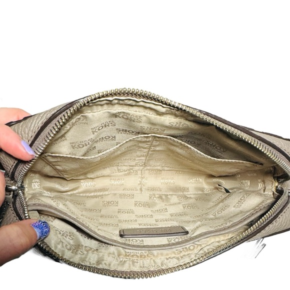 NWOT Michael Kors | Brooklyn Leather Mini Grommets Crossbody Bag, Cinder Taupe - Picture 7 of 12